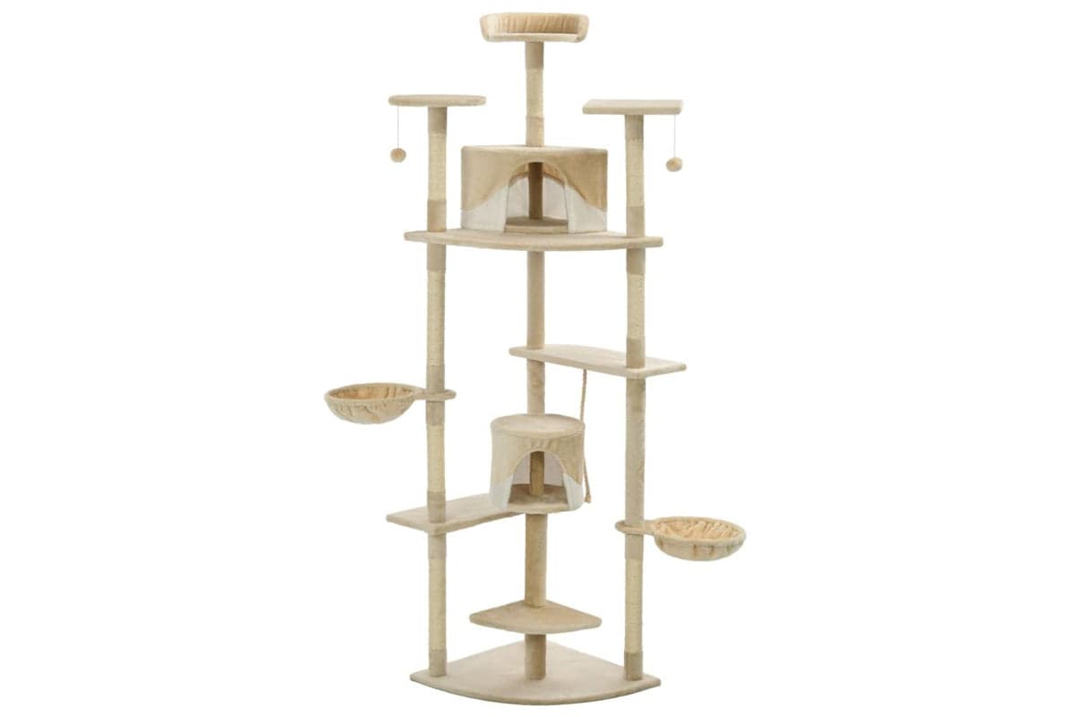Cat Tree With Sisal Scratching Posts 203 Cm Beige And White