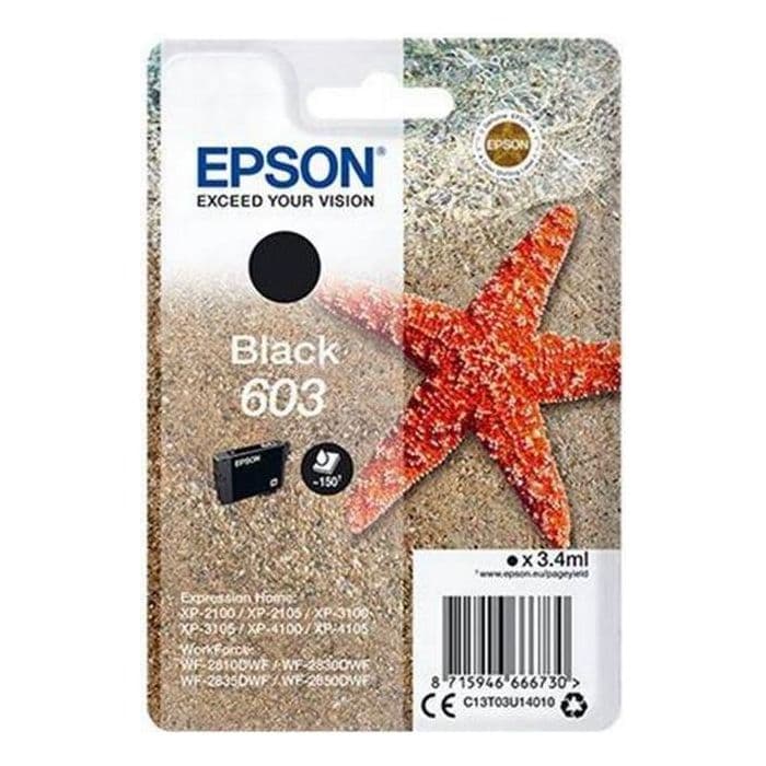 Epson 603 T03U14010, Original 150 Page Ink Cartridge, Black