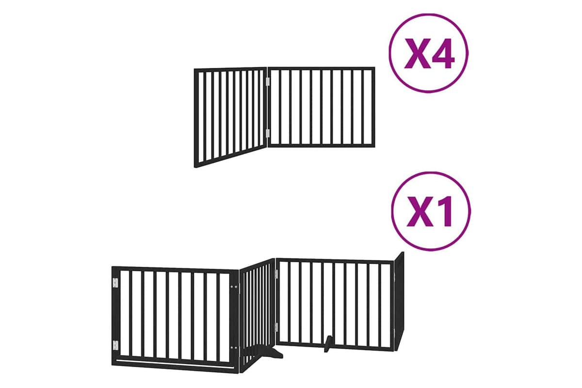 Vidaxl Dog Gate With Door Foldable 12 Panels Black 960 Cm Poplar Wood