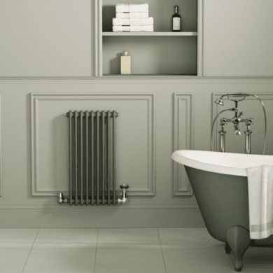 Reggio Anthracite Horizontal Double Column Radiator 800x425mm 1855 BTU - Cast Iron Style