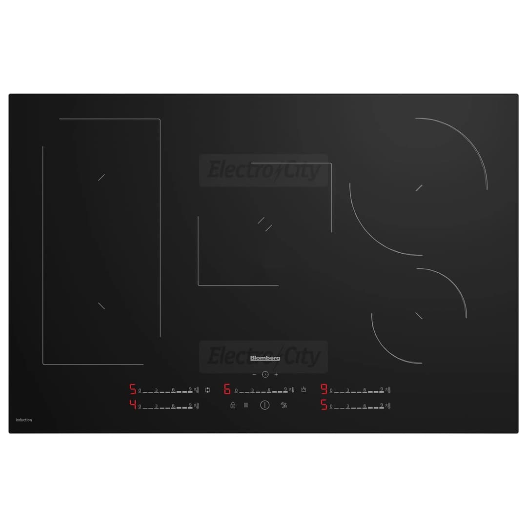 Blomberg 80cm 5 Zone Built-In Induction Hob with Touch Control and Cook Sensor | Black