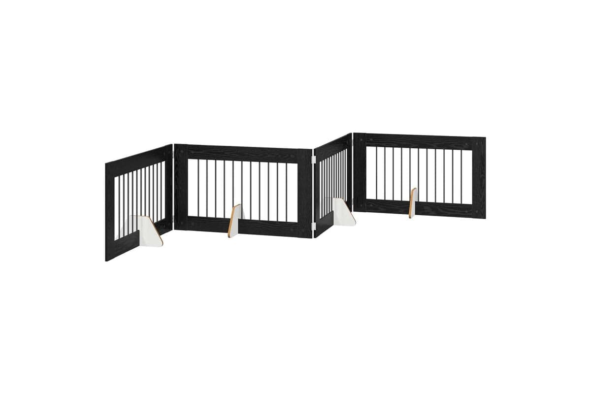 Vidaxl Foldable Dog Gate With Stands 4 Pcs Black Oak 401 Cm