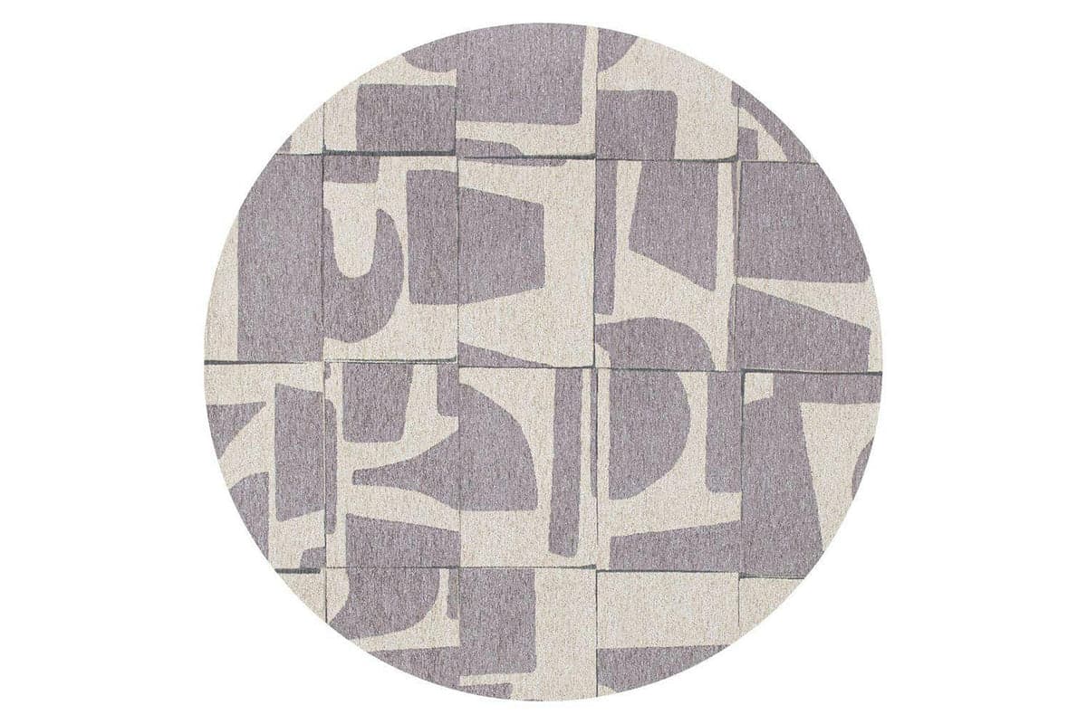 Louis De Poortere | Papercut Indoor Eco Round Rug | Beige/Grey | 240 x 240 cm