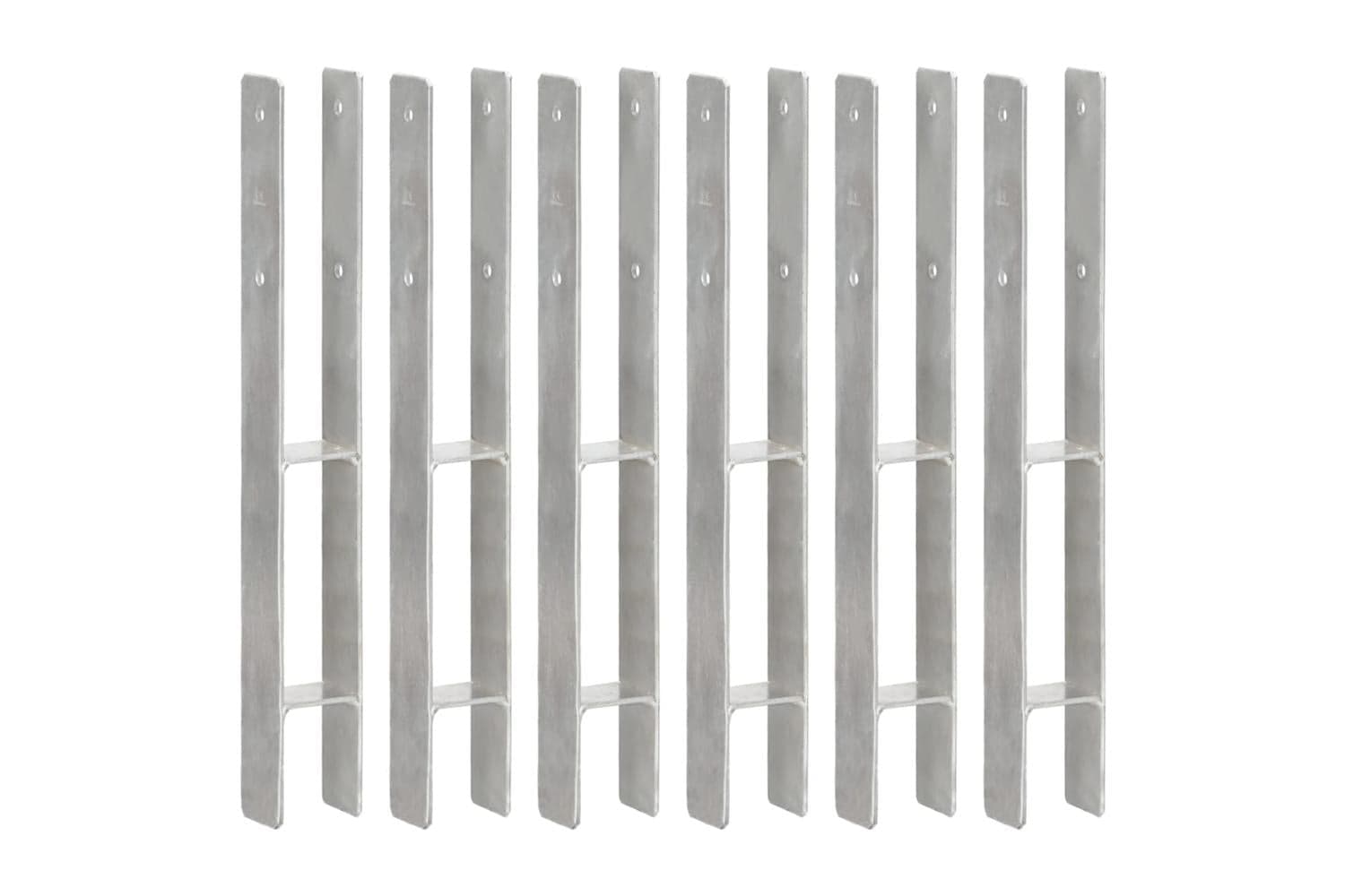 vidaXL 145294 Fence Anchors 6 Pcs Silver 7x6x60cm Galvanised Steel