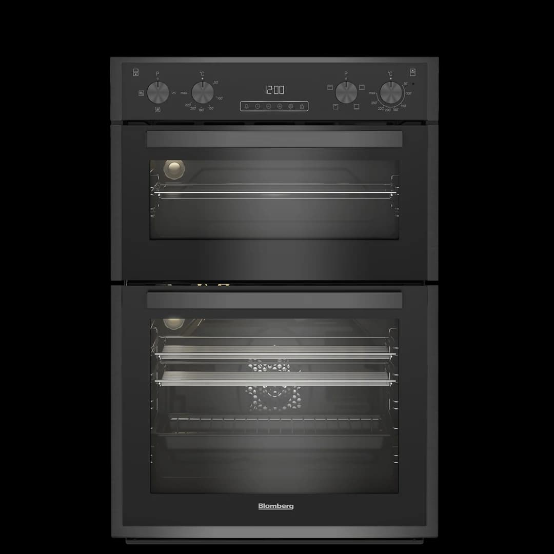 Blomberg 90cm Built-in Fan Double Oven Dark Steel | RODN9202DX