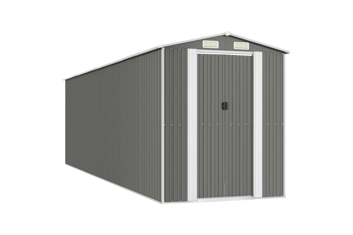 vidaXL 3147444 Garden Shed Light Grey 192x689x223cm Galvanised Steel