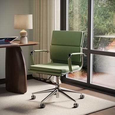 Green Faux Leather Swivel Office Chair - Benson