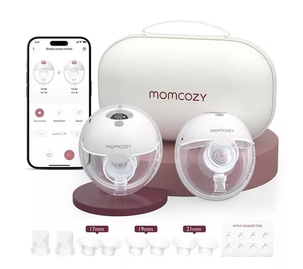 MOMCOZY M5 Smart Wearable Double Electric Breast Pump - Grey