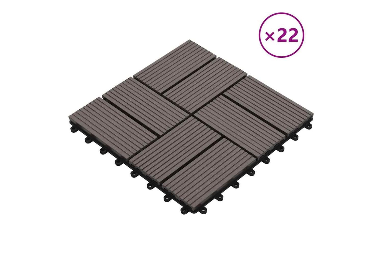 vidaXL 277810 22 Pcs Decking Tiles 30x30cm 2 Sqm Wpc Dark B