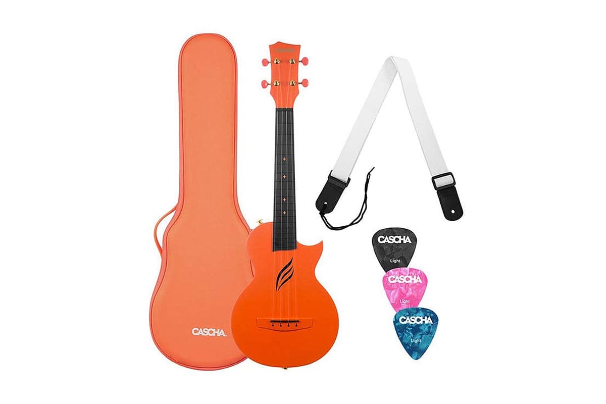 Cascha Hh 2289 - Carbon Fibre Concert Ukulele Set With Softcase, Strap And 3 Picks - Orange
