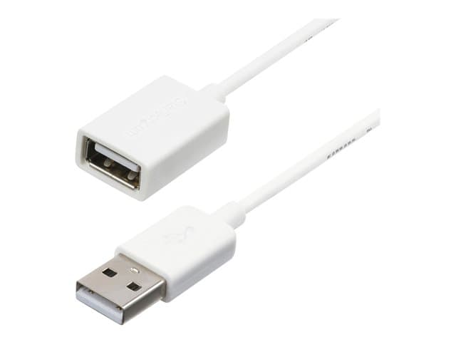 STARTECH.COM - StarTech 3m White USB 2.0 Extension Cable Cord - A to A - USB Male to Female Cable - 1x USB A (M), 1x USB A (F) - White, 3 meter (USBEXTPAA3MW) - USB extension cable - USB to USB - 3 m