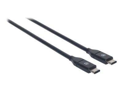 MANHATTAN - USB-C to USB-C Cable, 1m, Male to Male, Black, 10 Gbps (USB 3.2 Gen2 aka USB 3.1), 3A (fast charging), SuperSpeed+ USB, Lifetime Warranty, Polybag - USB-C cable - USB-C to USB-C - 1 m