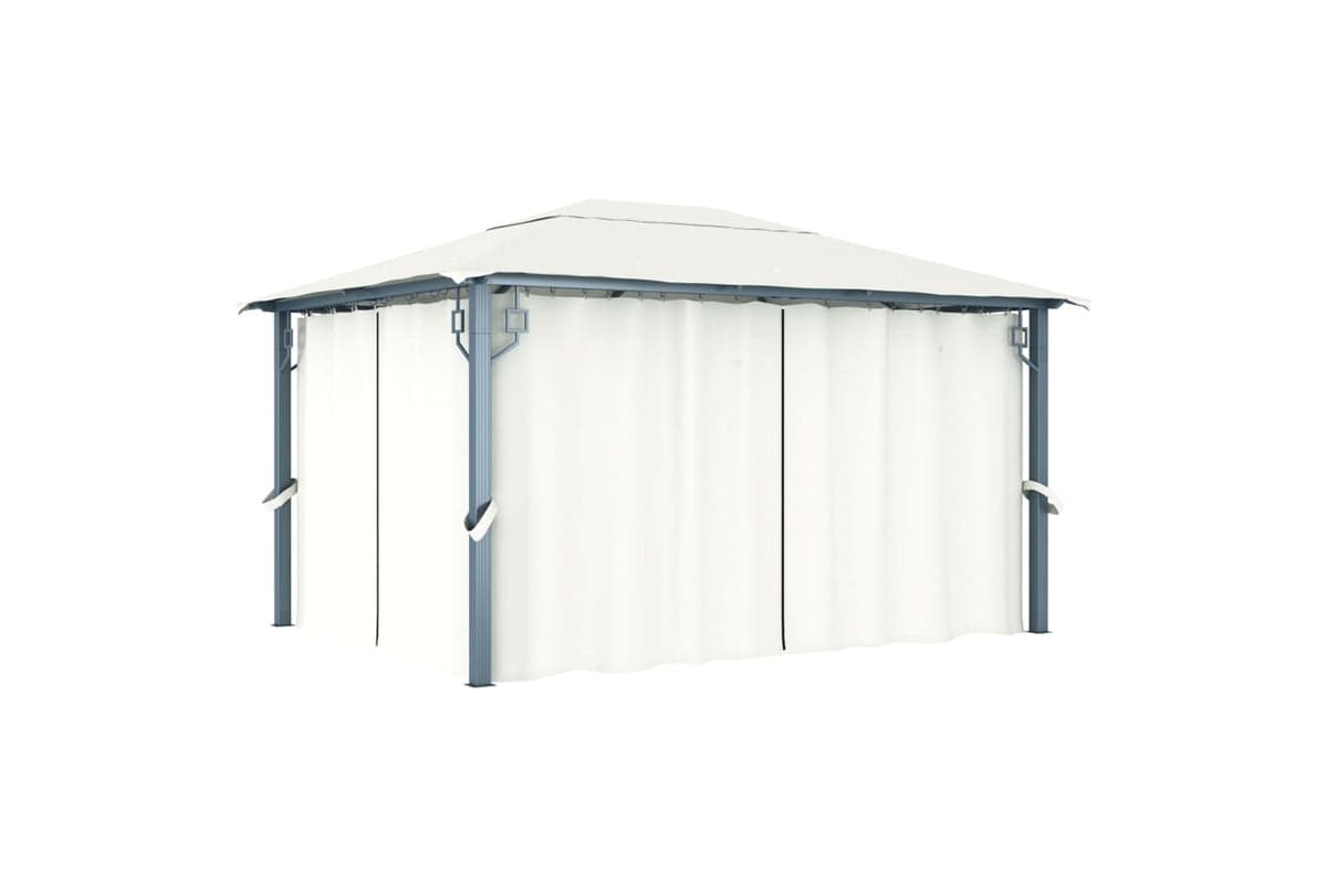 vidaXL 48044 Gazebo With Curtain 400 X 300cm Cream Aluminium