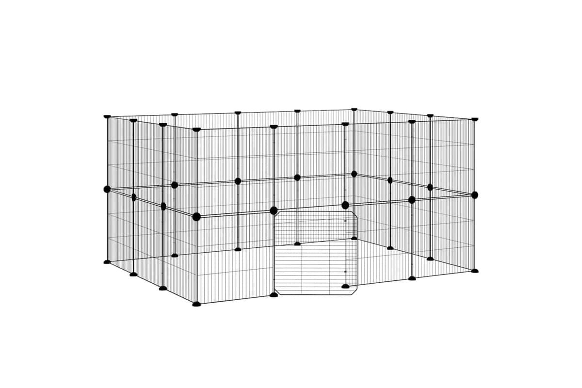 vidaXL 3114044 28-panel Pet Cage With Door Black 35x35cm Steel