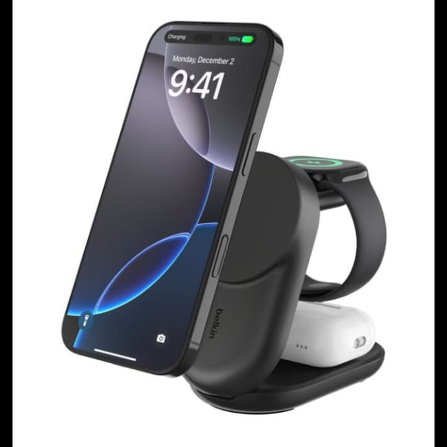 Belkin 3-In-1 Foldable Magnetic Charger Qi2 25W | Black | WIZ037MYBK