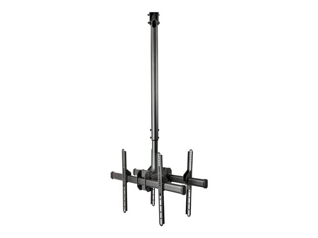 Startech Dual TV Ceiling Mount, Back-to-Back Heavy Duty Hanging Dual Screen Mount with Adjustable Telescopic 3.5' to 5' Pole, Tilt/Swivel/Rotate, VESA