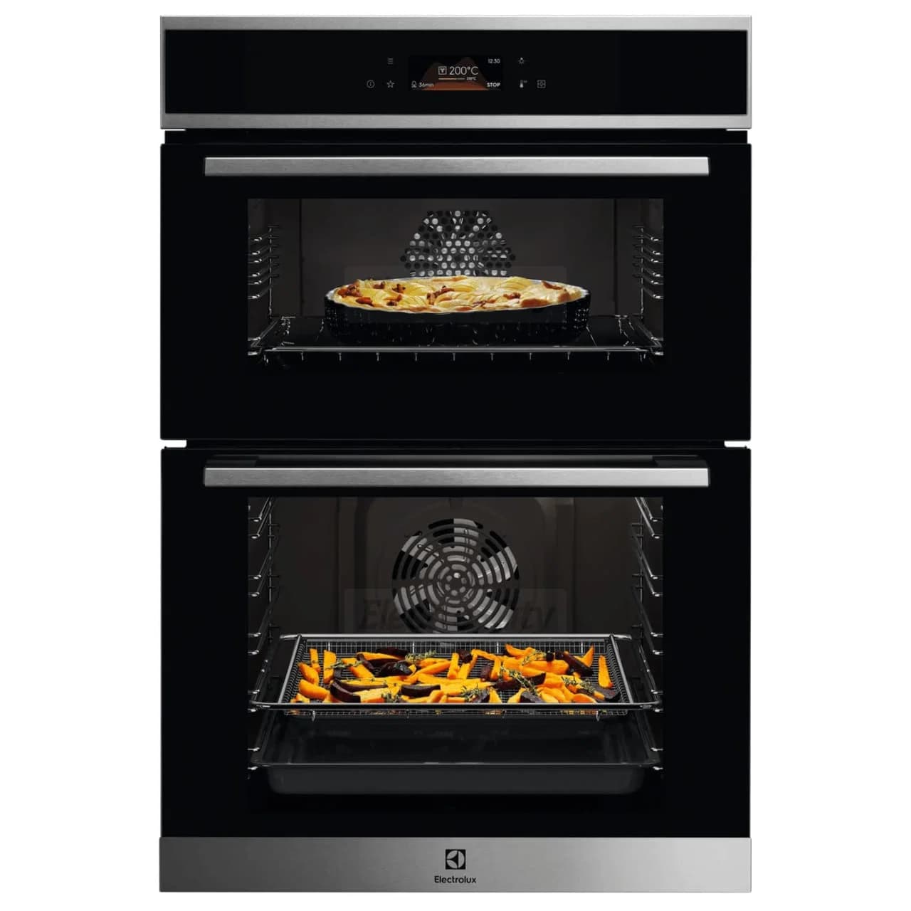 Electrolux 600 SurroundCook 61 Litre Built-in Double Oven with Catalytic Cleaning and AirFry | Stainless Steel
