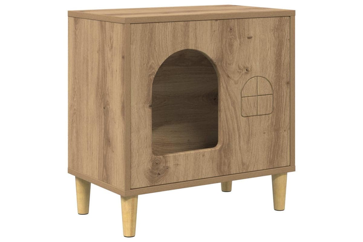 Vidaxl Cat House Artisian Oak 51 X 30 X 52 Cm Engineered Wood