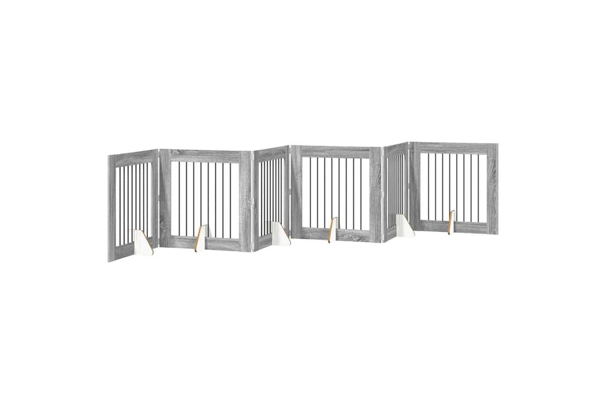 Vidaxl Foldable Dog Gate With Stands 6 Pcs Grey Sonoma 482 Cm