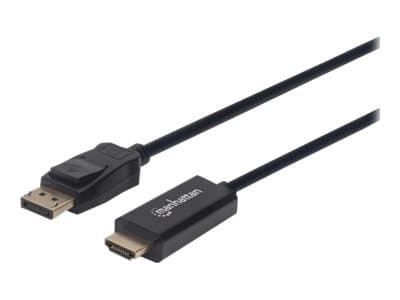 MANHATTAN - DisplayPort 1.1 to HDMI Cable, 1080p@60Hz, 1.8m, Male to Male, DP With Latch, Black, Not Bi-Directional, Three Year Warranty, Polybag - adapter cable - DisplayPort / HDMI - 1.8 m