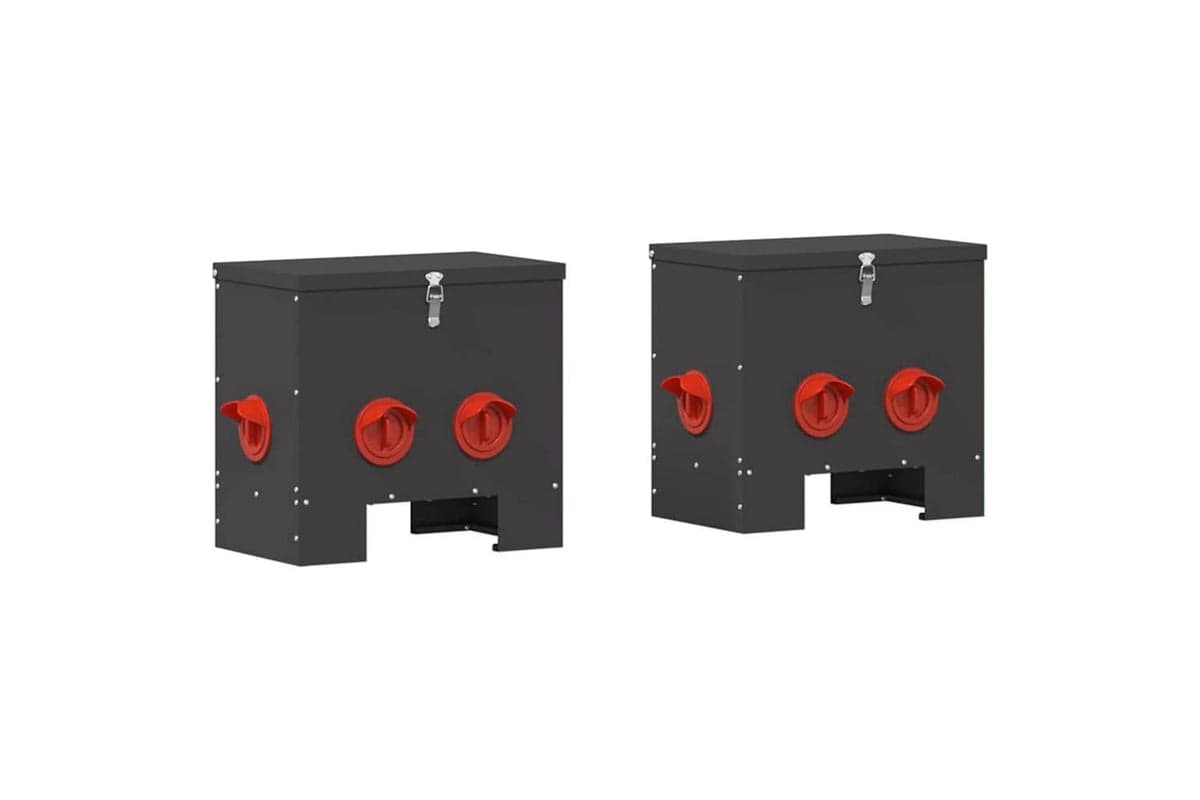 Vidaxl Chicken Feeder 2 Pcs Black 405 X 25 X 38 Cm Cold-rolled Steel