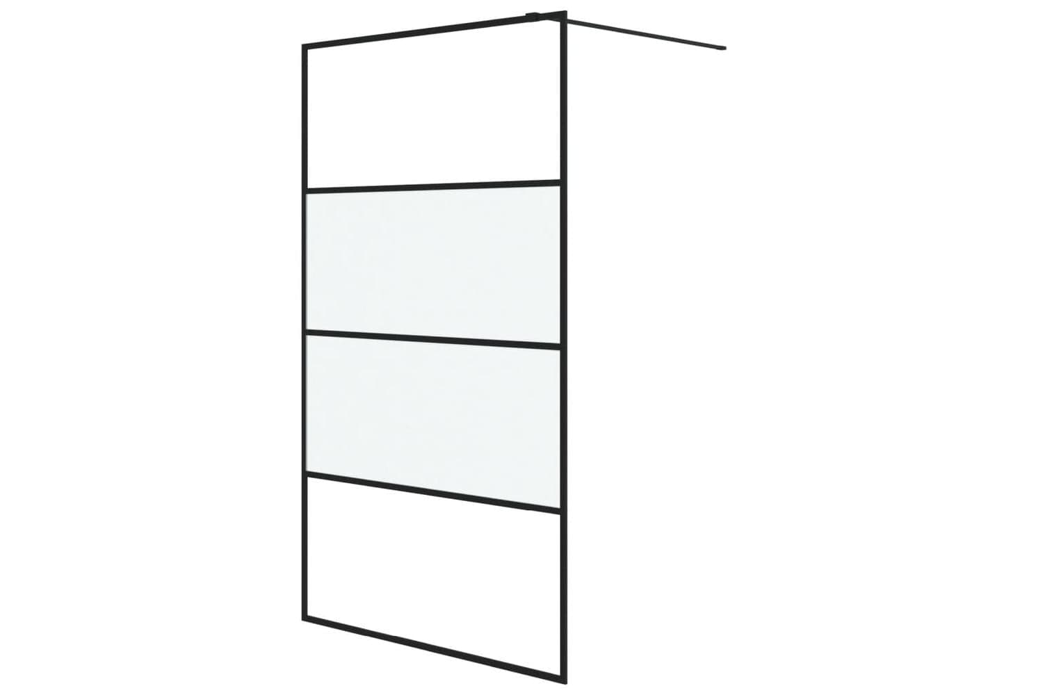 vidaXL 152128 Walk-in Shower Wall Black 115x195cm Half Frosted Esg Glass