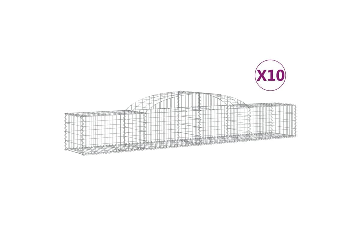 vidaXL 3146655 Arched Gabion Baskets 10 Pcs 300x50x40/60cm Galvanised Iron
