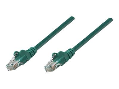 INTELLINET - Network Patch Cable, Cat5e, 3m, Green, CCA, U/UTP, PVC, RJ45, Gold Plated Contacts, Snagless, Booted, Lifetime Warranty, Polybag - patch cable - green