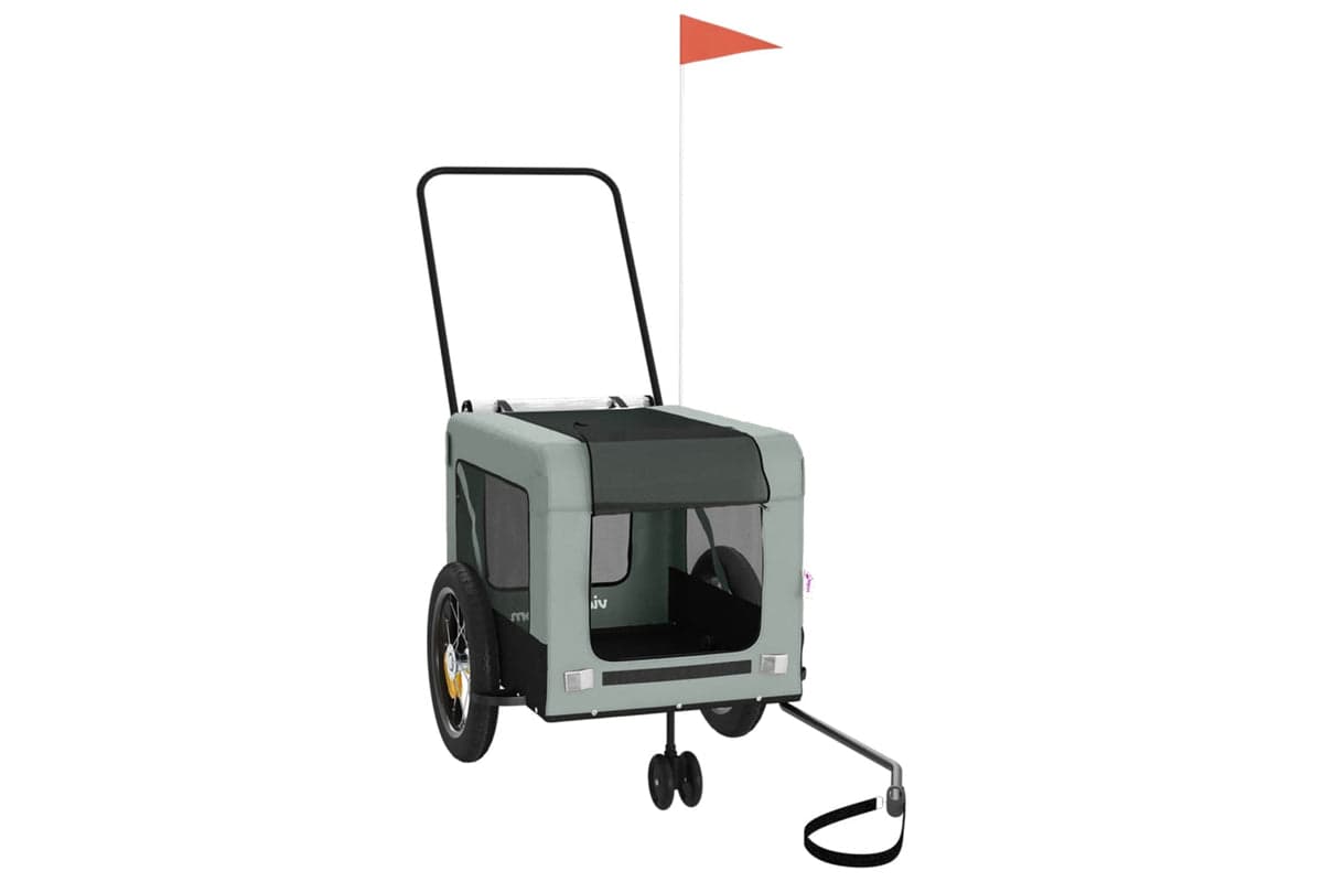 Vidaxl 93930 Pet Bike Trailer Grey And Black Oxford Fabric And Iron