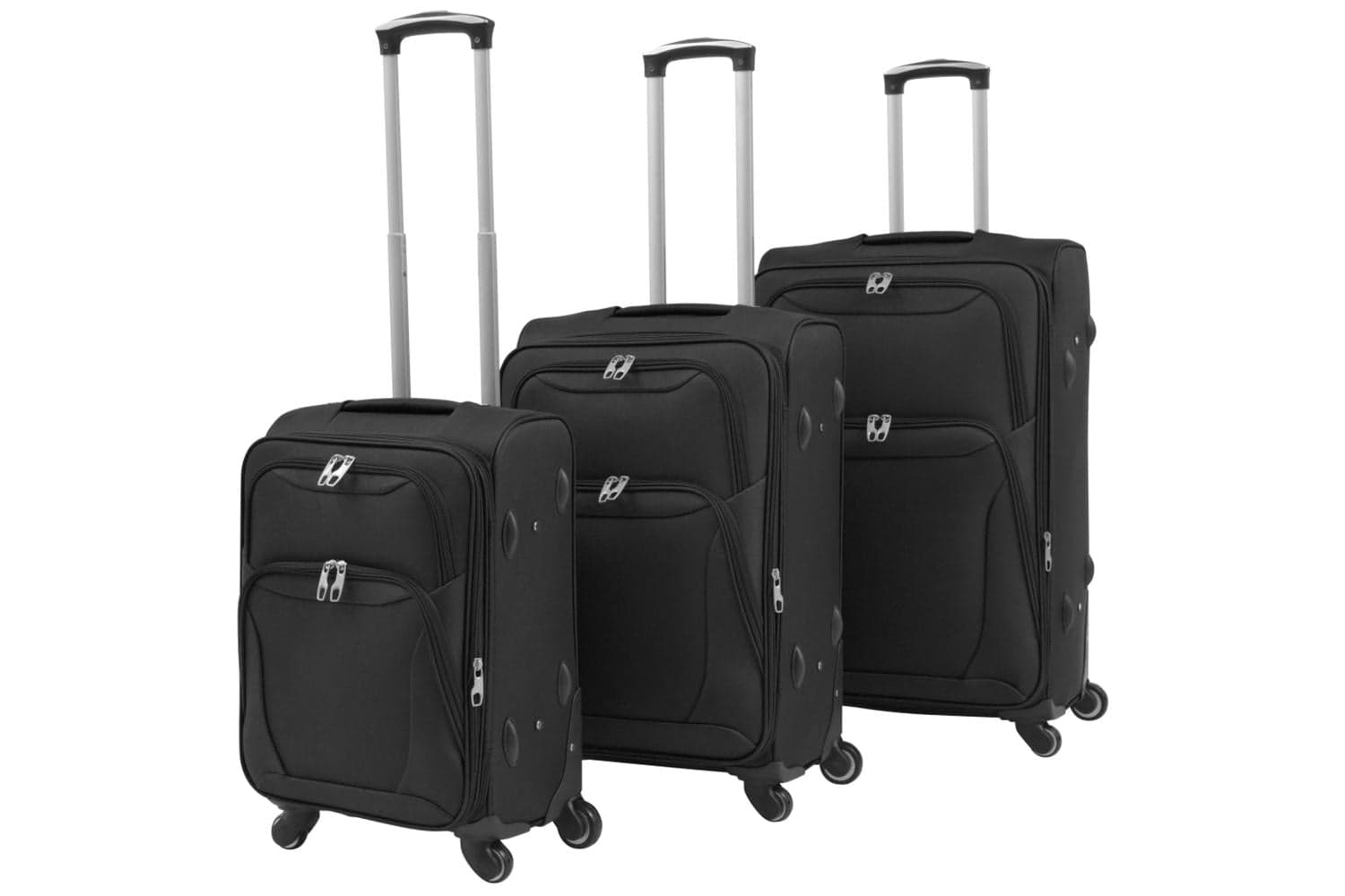 Vidaxl 91315 3 Piece Soft Case Trolley Set Black