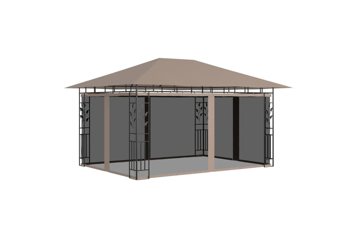 Vidaxl 312252 Gazebo With Mosquito Net 4x3x2.73 M Taupe