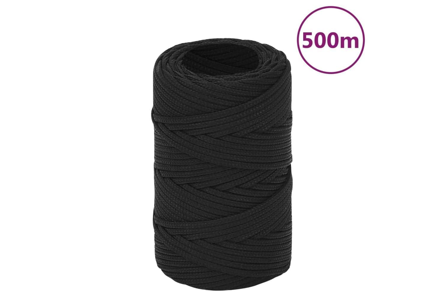 vidaXL 152480 Boat Rope Full Black 2mm 500 M Polypropylene