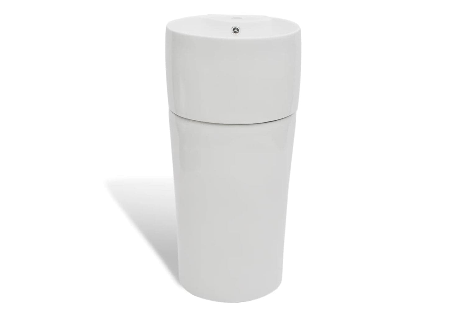 Vidaxl 141942 Ceramic Stand Bathroom Sink Basin Faucet/overflow Hole White Round