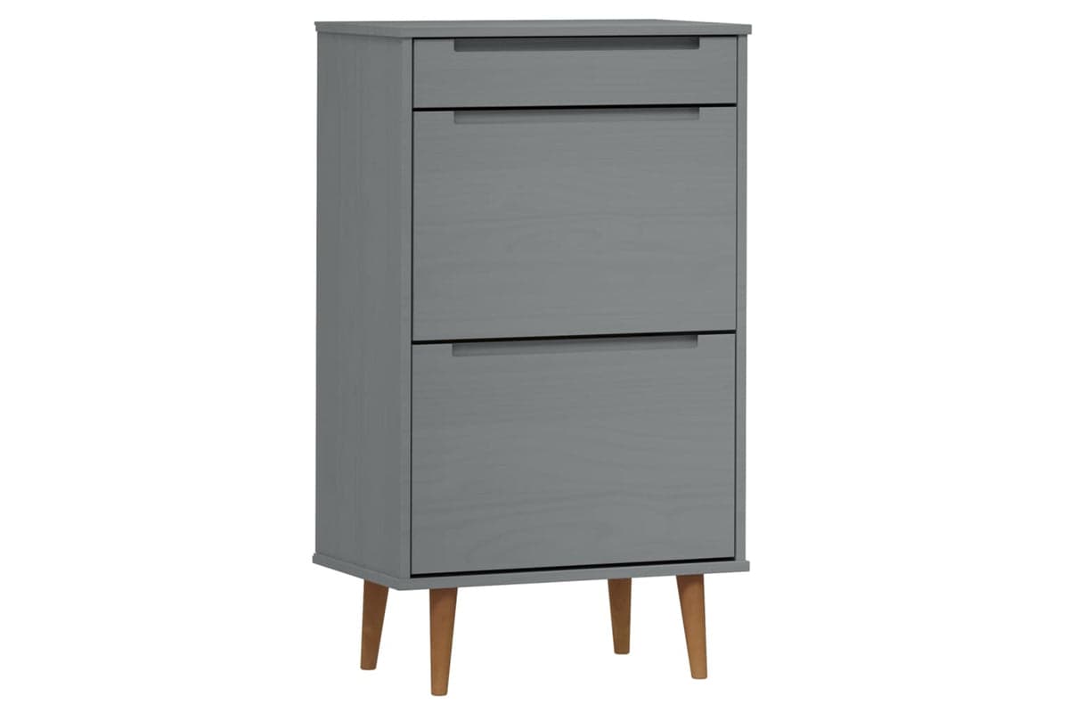 vidaXL 350527 Shoe Cabinet Molde Grey 59,5x35x103cm Solid Wood Pine