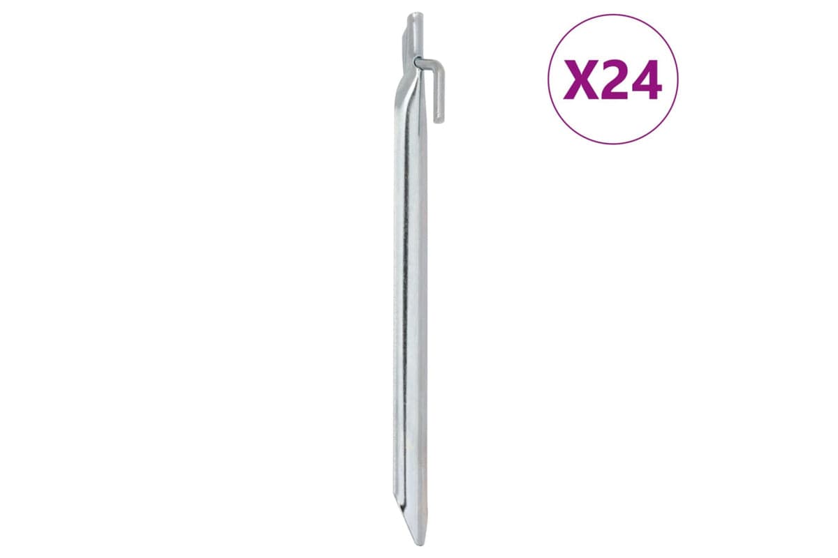 vidaXL 4009353 Tent Pegs 24 Pcs V-shaped 25cm x 20mm Galvanised Steel
