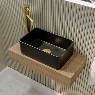 ONLY OPENED - Matt Black Rectangular Countertop Basin 361mm - Vida