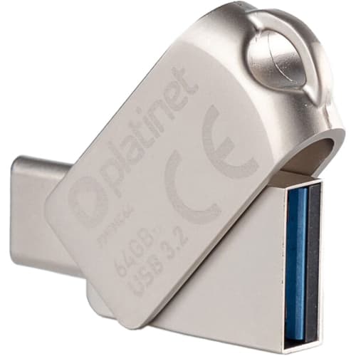 PLATINET 64GB USB-A & USB-C MEMORY KEY