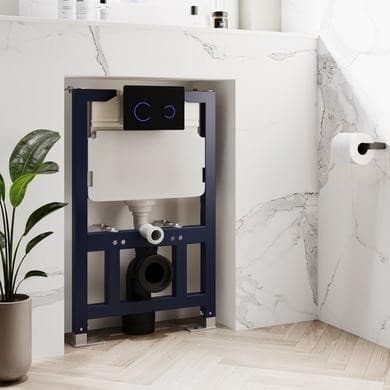 820mm Wall Hung Toilet Frame & Black Glass Sensor Dual Flush Plate with Concealed Cistern - Purificare