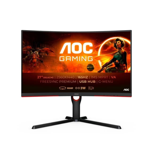 AOC 27" QHD 165Hz Curved Gaming Monitor - Black/Red | CQ27G3SU-BK