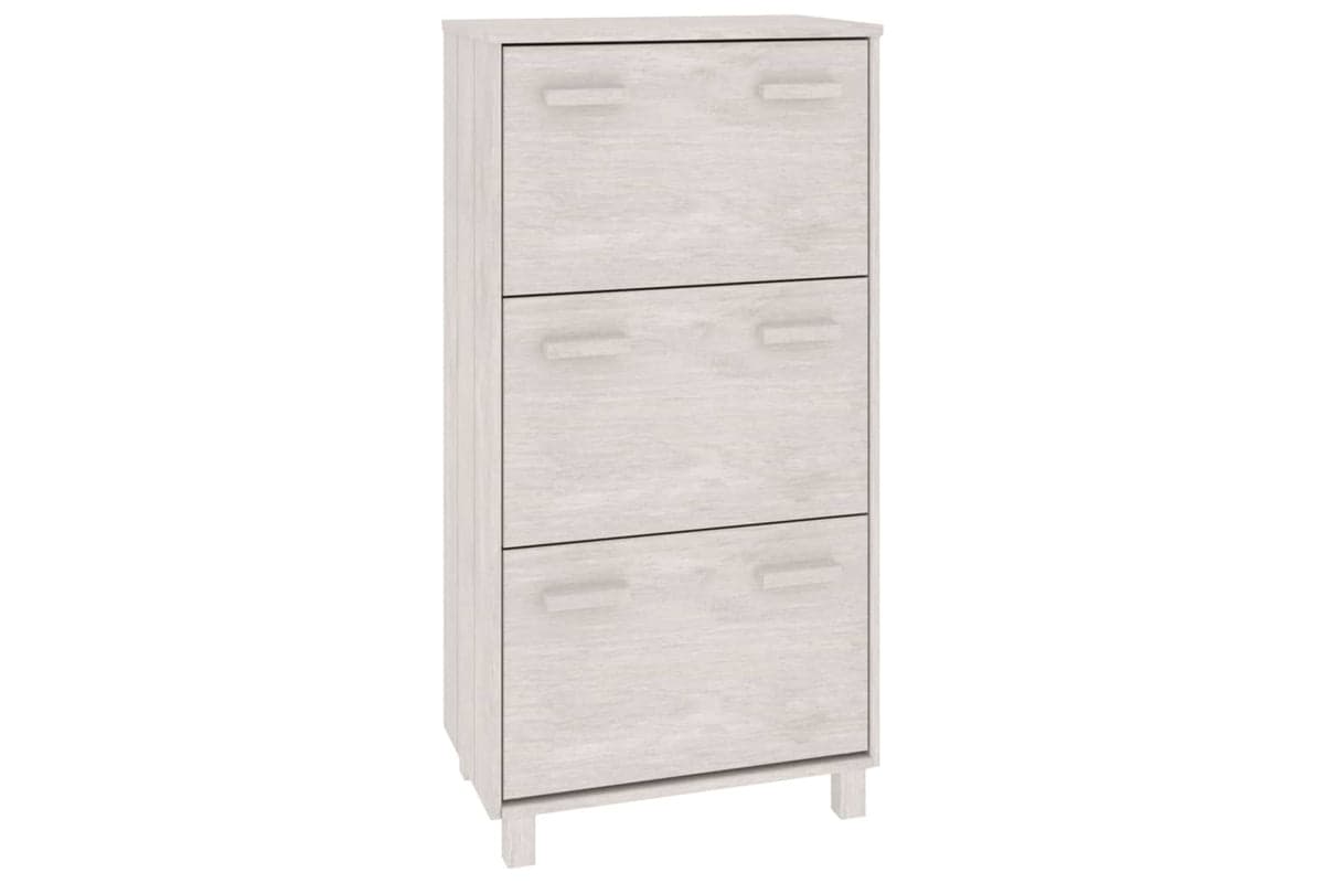 vidaXL Shoe Cabinet Hamar White 59.5x35x117cm Solid Wood Pine
