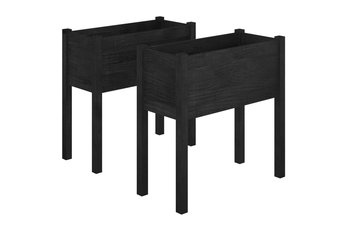 vidaXL 810828 Garden Planters 2 Pcs Black 70x31x70cm Solid Pinewood