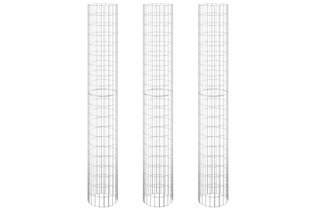 vidaXL 152022 Circular Gabion Raised Beds 3 Pcs Galvanised Steel Ø30x200cm