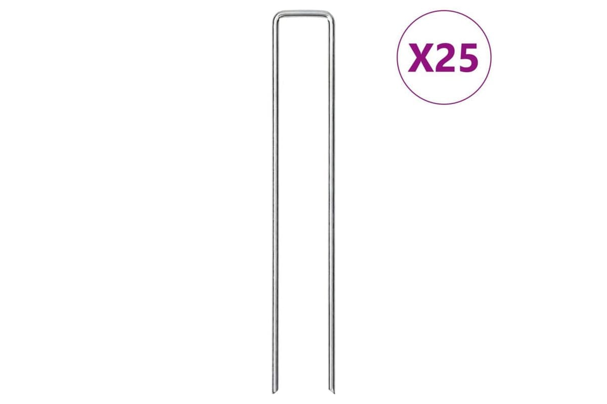 Vidaxl Ground Pegs U Shape 25 Pcs 20x4 Cm Galvanised Steel