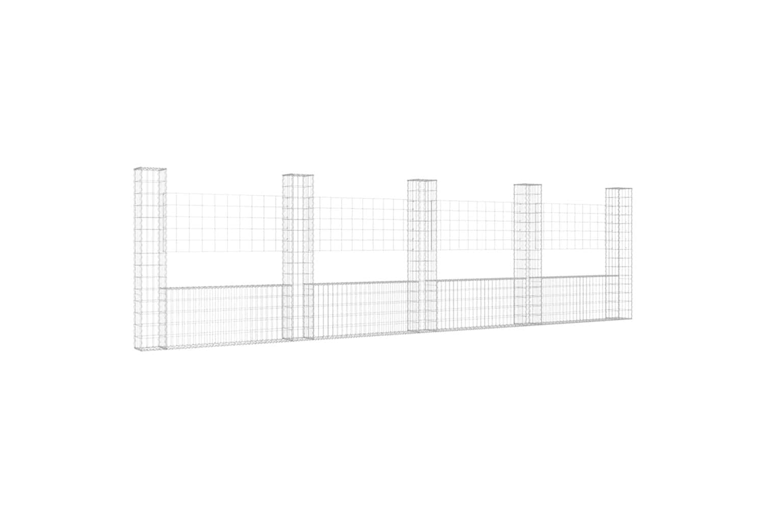 vidaXL 151285 U-shape Gabion Basket With 5 Posts Iron 500x20x150cm