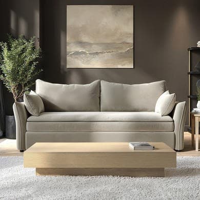 3 Seater Pull-Out Sofa Bed with Storage in Beige Velvet - Gaia