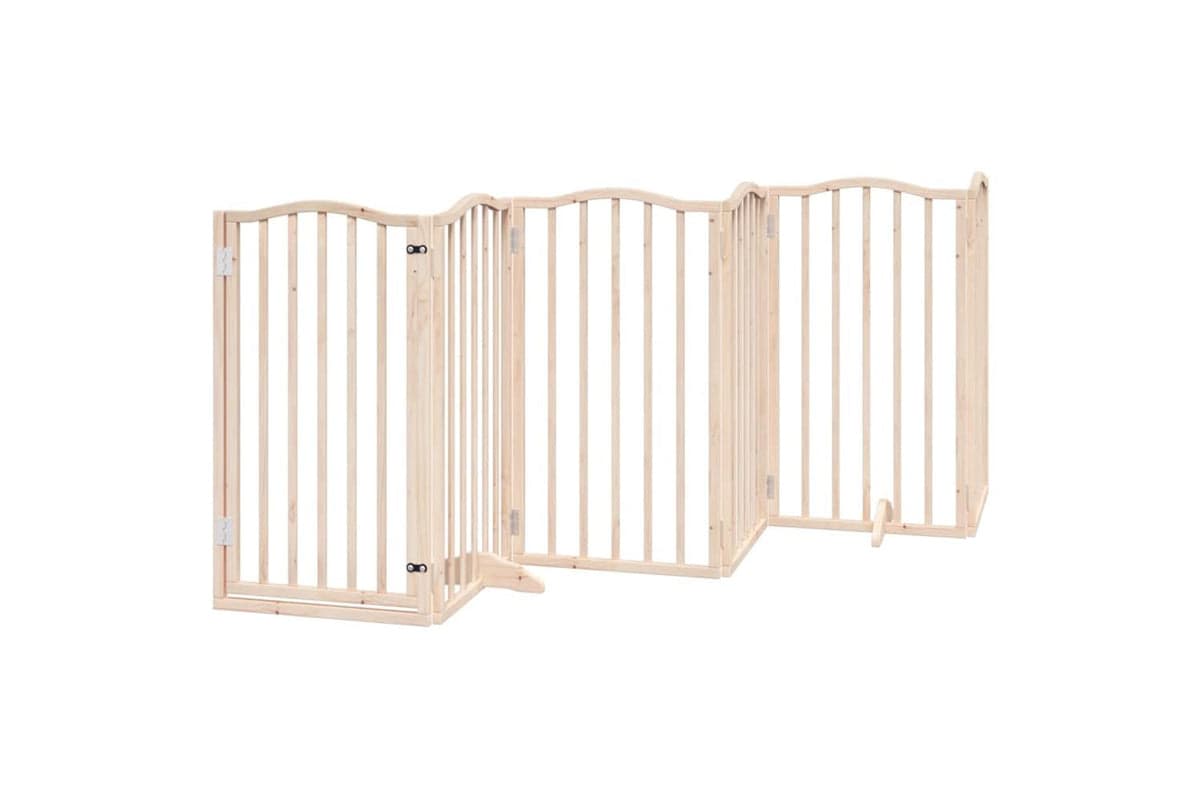 Vidaxl Dog Gate With Door Foldable 6 Panels 300 Cm Poplar Wood