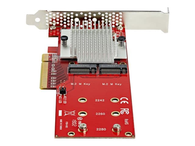 STARTECH.COM - Startech Dual M.2 PCIe SSD Adapter Card, x8 / x16 Dual NVMe or AHCI M.2 SSD to PCI Express 3.0, M.2 NGFF PCIe (M-Key) Compatible, Vented, Supports 2242, 2260, 2280, JBOD, Mac & PC - Full/Low-Profile Brackets (PEX8M2E2) -