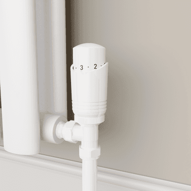 Elego White Modern TRV Angled Thermostatic Radiator Valves With Lockshield