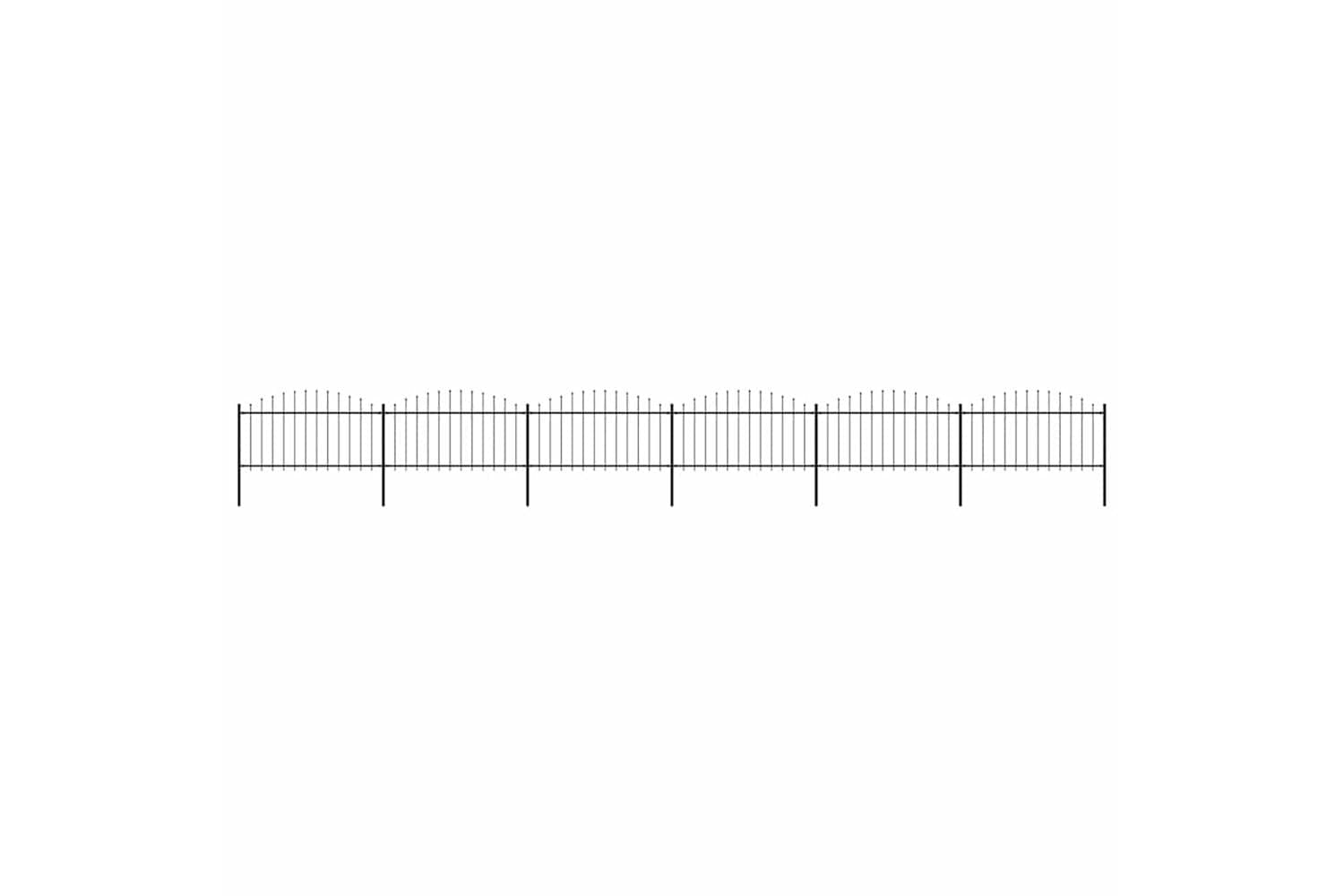 Vidaxl 277735 Garden Fence With Spear Top Steel (1.25-1.5)x10.2 M Black