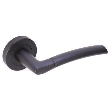 Internal Matt Black Bathroom Lever Door Handle with Lock, Latch and Hinges Pack - Tanaro - XL Joinery